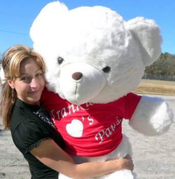Personalized 4 Foot Teddy Bear Wears Personalized Tshirt Imprinted His Name Loves Her Name Personalized 4 Foot Teddy Bear Wears Personalized Tshirt Imprinted His Name Loves Her Name