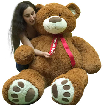 Personalized 5 Foot Very Big Smiling Teddy Bear Five Feet Tall Cookie Dough Brown Color with Bigfoot Paws Giant Stuffed Animal Bear Personalized 5 Foot Very Big Smiling Teddy Bear Five Feet Tall Cookie Dough Brown Color with Bigfoot Paws Giant Stuffed Animal Bear