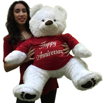 Happy Anniversary Giant Teddy Bear 36 inches Soft Smiling Wearing HAPPY ANNIVERSARY T-shirt Happy Anniversary Giant Teddy Bear 36 inches Soft Smiling Wearing HAPPY ANNIVERSARY T-shirt