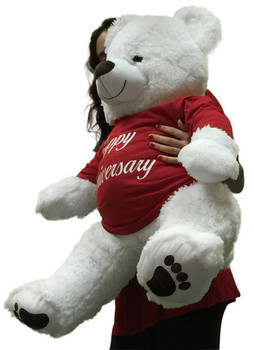 Happy Anniversary Giant Teddy Bear 36 inches Soft Smiling Wearing HAPPY ANNIVERSARY T-shirt Happy Anniversary Giant Teddy Bear 36 inches Soft Smiling Wearing HAPPY ANNIVERSARY T-shirt