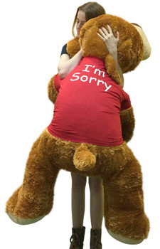 Say I'm Sorry with Giant Stuffed Puppy Dog 5 Feet Long Honey Brown Soft Wears T shirt that says I'M SORRY Say I'm Sorry with Giant Stuffed Puppy Dog 5 Feet Long Honey Brown Soft Wears T shirt that says I'M SORRY