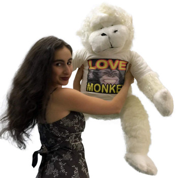 American Made Jumbo Stuffed White Gorilla Wearing LOVE MONKEY T-shirt 40 Inches Soft Plush American Made Jumbo Stuffed White Gorilla Wearing LOVE MONKEY T-shirt 40 Inches Soft Plush