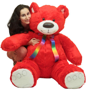 Giant 5 Foot Red Teddy Bear, Big Plush Soft Life Size Stuffed Animal Made in USA Giant 5 Foot Red Teddy Bear, Big Plush Soft Life Size Stuffed Animal Made in USA