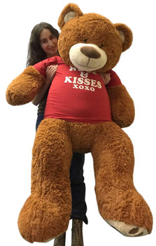 Big Plush 5 Foot Giant Teddy Bear 60 Inches Soft Cinnamon Brown Color Wears HUGS AND KISSES T-shirt Big Plush 5 Foot Giant Teddy Bear 60 Inches Soft Cinnamon Brown Color Wears HUGS AND KISSES T-shirt