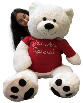 Giant Teddy Bear 48 Inch White Soft New, Wears Removable T-shirt You Are Special Giant Teddy Bear 48 Inch White Soft New, Wears Removable T-shirt You Are Special