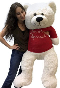 Giant Teddy Bear 48 Inch White Soft New, Wears Removable T-shirt You Are Special Giant Teddy Bear 48 Inch White Soft New, Wears Removable T-shirt You Are Special