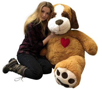 5 Foot Jumbo Stuffed Saint Bernard 60 Inch Soft Plush Dog, Heart on Chest 5 Foot Jumbo Stuffed Saint Bernard 60 Inch Soft Plush Dog, Heart on Chest