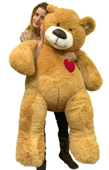 Giant Teddy Bear 55 Inch Heart on Chest to Express Love, Tan Soft New Big Plush Teddybear Giant Teddy Bear 55 Inch Heart on Chest to Express Love, Tan Soft New Big Plush Teddybear