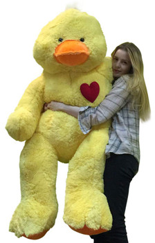 Giant Stuffed Duck 48 Inch Soft 4 Foot Plush Ducky, Heart on Chest to Express Love Giant Stuffed Duck 48 Inch Soft 4 Foot Plush Ducky, Heart on Chest to Express Love
