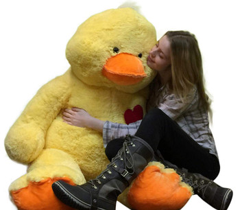 Giant Stuffed Duck 48 Inch Soft 4 Foot Plush Ducky, Heart on Chest to Express Love Giant Stuffed Duck 48 Inch Soft 4 Foot Plush Ducky, Heart on Chest to Express Love