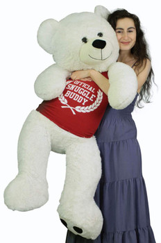 Giant White Teddy Bear 52 Inch Soft, Wears Removable T-shirt Official Snuggle Buddy Giant White Teddy Bear 52 Inch Soft, Wears Removable T-shirt Official Snuggle Buddy