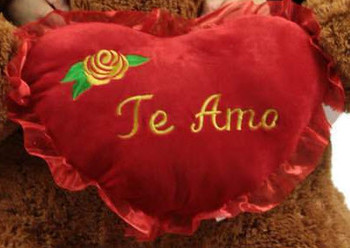 It's FREE to ADD A BIG PLUSH Spanish Language TE AMO HEART WITH YELLOW ROSE - WE WILL ATTACH IT TO YOUR STUFFED ANIMAL (NO Personalization) It's FREE to ADD A BIG PLUSH Spanish Language TE AMO HEART WITH YELLOW ROSE - WE WILL ATTACH IT TO YOUR STUFFED ANIMAL (NO Personalization)