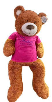 Big Plush for Mom, Soft 5 Foot Giant Teddy Bear, Wears Removable T-shirt HAPPY MOTHERS DAY, Honey Brown Color Big Plush for Mom, Soft 5 Foot Giant Teddy Bear, Wears Removable T-shirt HAPPY MOTHERS DAY, Honey Brown Color