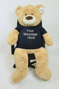 Personalized Big Plush 5 Foot Giant Teddy Bear Wearing Customized T-Shirt with Your Message Personalized Big Plush 5 Foot Giant Teddy Bear Wearing Customized T-Shirt with Your Message