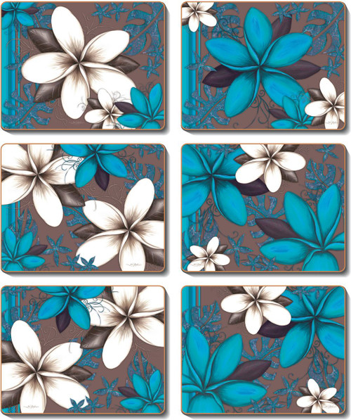 Aqua Frangipani Coasters Aqua Frangipani Coasters