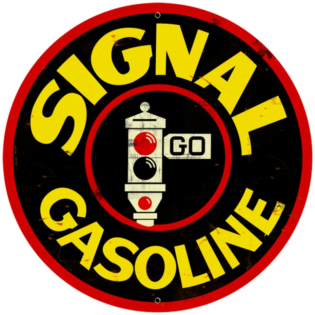 Retro Signal Gasoline Round Metal Sign 28 x 28 Inches