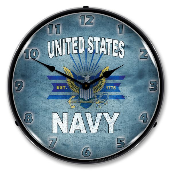 United States Navy Lighted Wall Clock 14 x 14 Inches