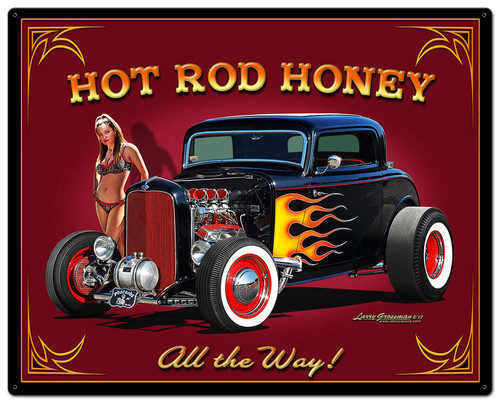 Hot Rod Honey Metal Sign 24 x 30 Inches