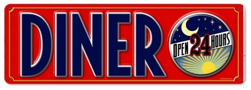 Vintage-Retro Diner 24 Hours Metal-Tin Sign