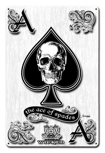 Queen of Spades Vintage Metal Sign 12 x 18 Inches