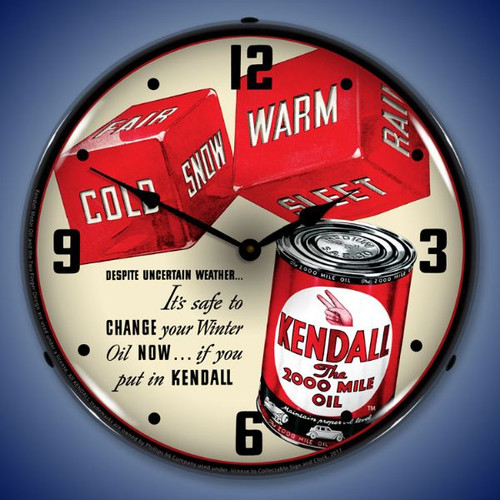 Kendall Motor Oil Lighted Wall Clock 14 x 14 Inches