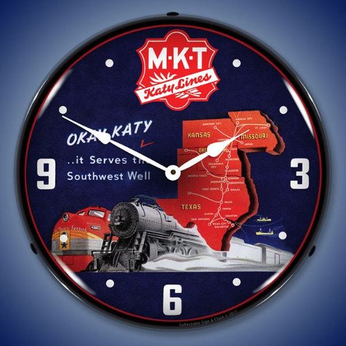 MKT Katy Lines Lighted Wall Clock 14 x 14 Inches