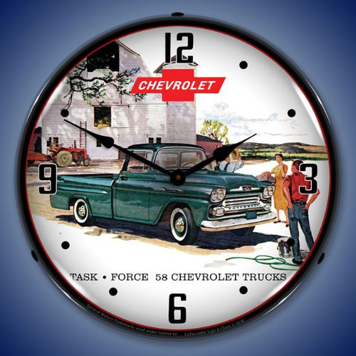 1958 Chevrolet Truck Lighted Wall Clock 14 x 14 Inches