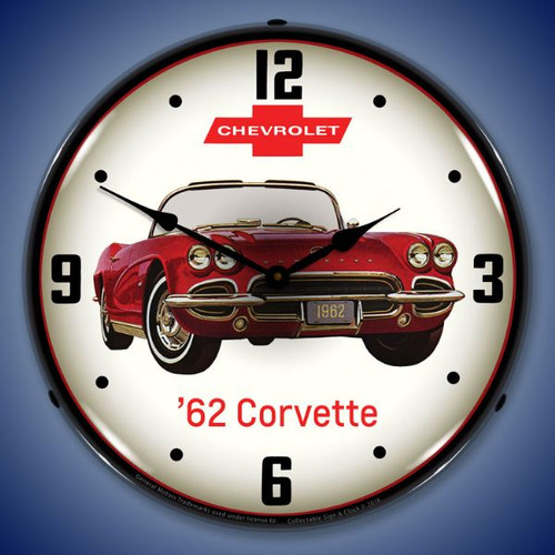 1962 Corvette Lighted Wall Clock 14 x 14 Inches
