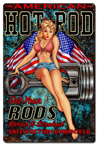 Hot Rod Girl Metal Sign 20 x 30 Inches