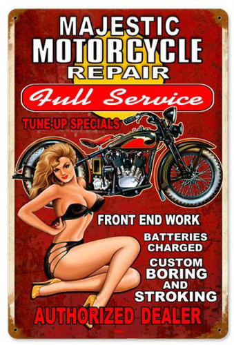 Majestic Repair Pinup Metal Sign 12 x 18 Inches