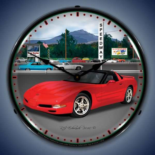 Vintage-Retro C5 Raceway Lighted Wall Clock