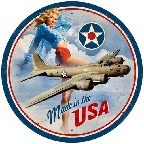 Vintage-Retro USA B17 Round Metal-Tin Sign