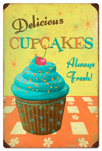 Retro Cupcake Delicious Tin Sign 16 x 24 Inches