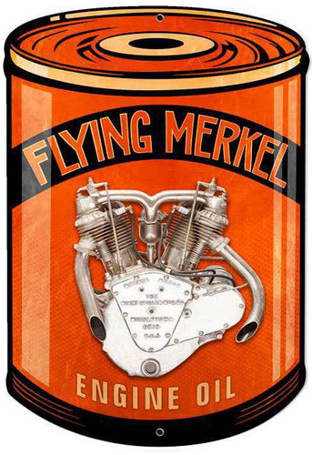 Retro Flying Merkel Metal Sign 14 x 20 Inches