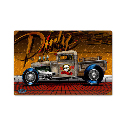 Retro Dirty Rat Rod Metal Sign 18 x 12 Inches