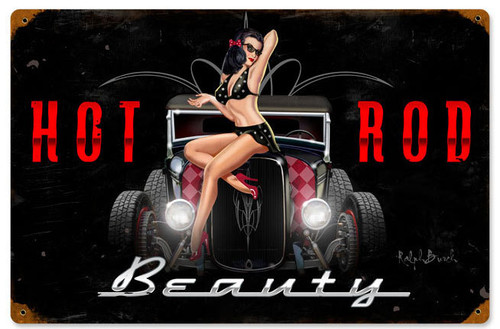 Hot Rod Beauty Vintage Metal Sign 18 x 12 Inches