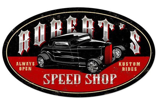 Late Night Speed Shop Metal Sign - Personalized 24 x 14 Inches