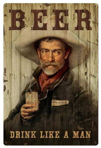 Cowboy Beer Retro Metal Sign 24 x 36 Inches