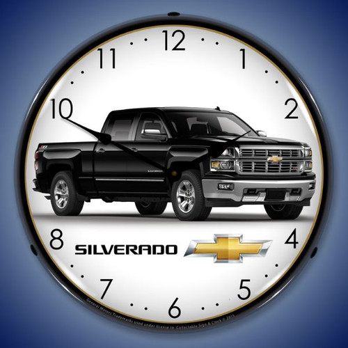 Chevrolet Silverado Black Lighted Wall Clock 14 x 14 Inches