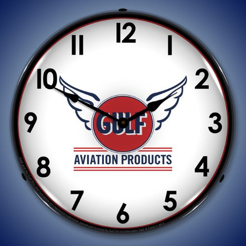 Gulf Avaition Lighted Wall Clock 14 x 14 Inches