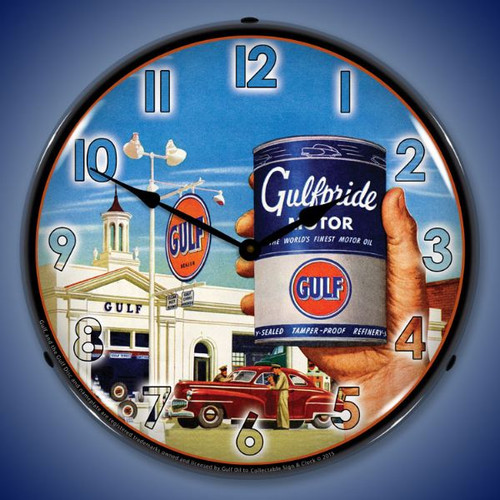 Gulfpride Motor Oil Lighted Wall Clock 14 x 14 Inches