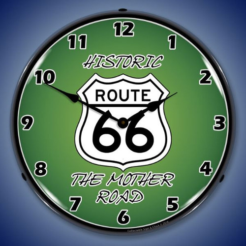 Route 66 The Mother Road Lighted Wall Clock 14 x 14 Inches