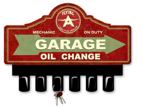 Green Flying A Gasoline Metal Key Hanger 14 x 10 Inches
