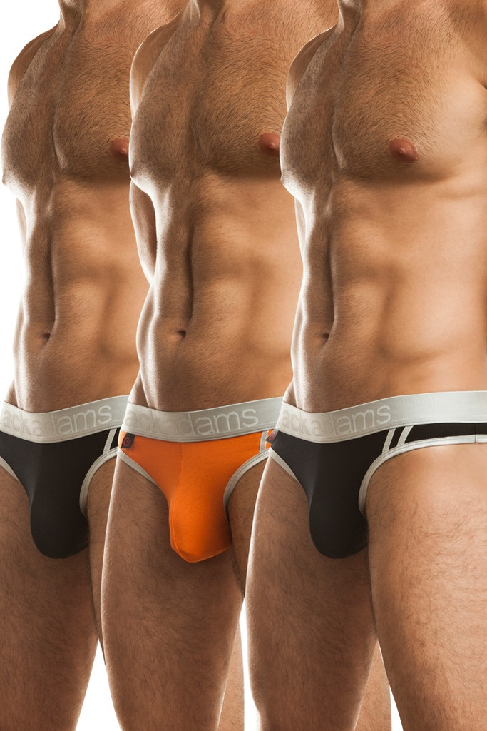 Jack Adams LUX Thong Multi-Pack in black (2) and orange (1)
