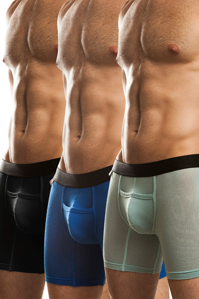 Jack Adams Naked Fit Boxer Brief Multi-Pack: Black (1), Seafoam (1), Royal (1)