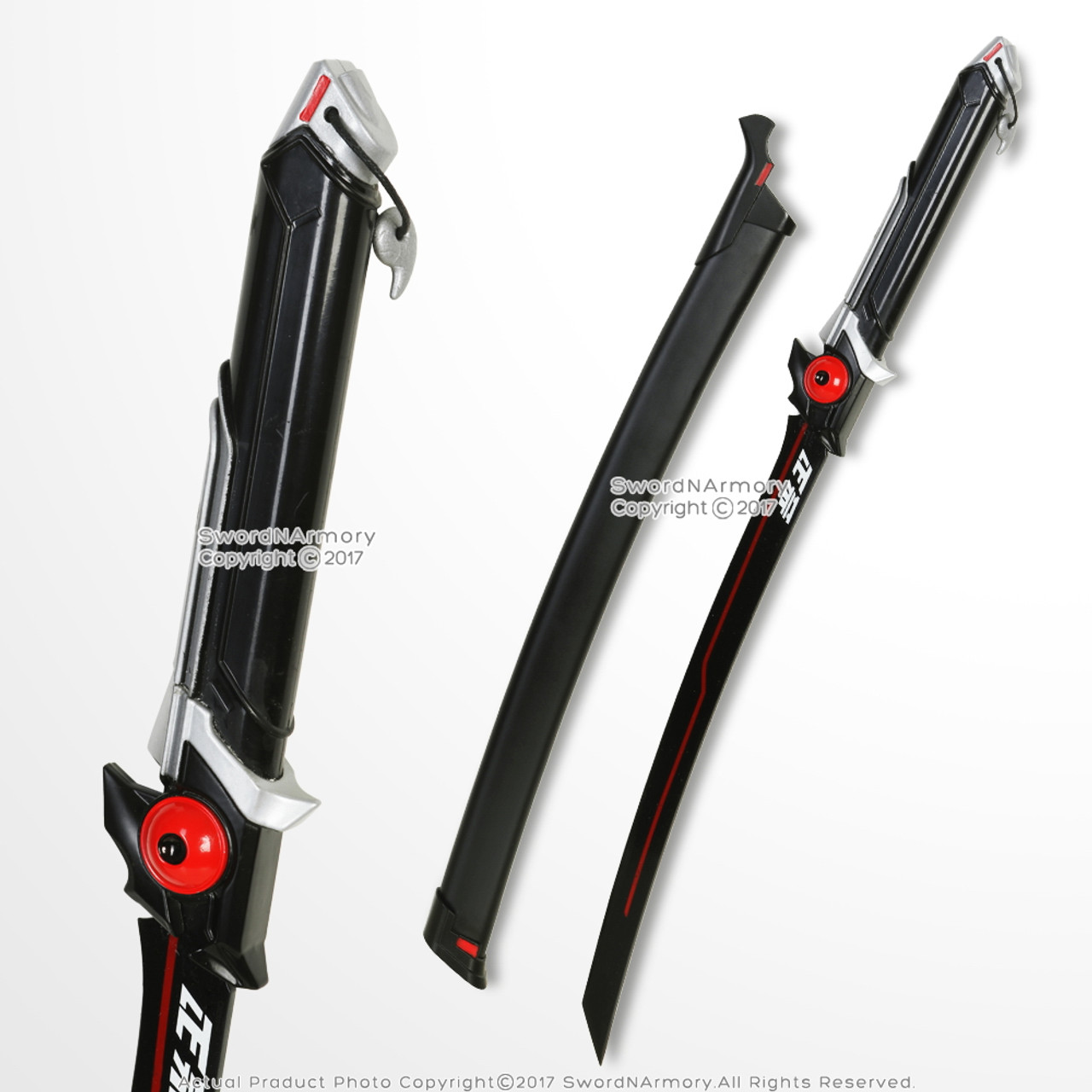GENJI RED Anime Wakizashi Short Katana Sword OW Video Game Weapon Cosplay