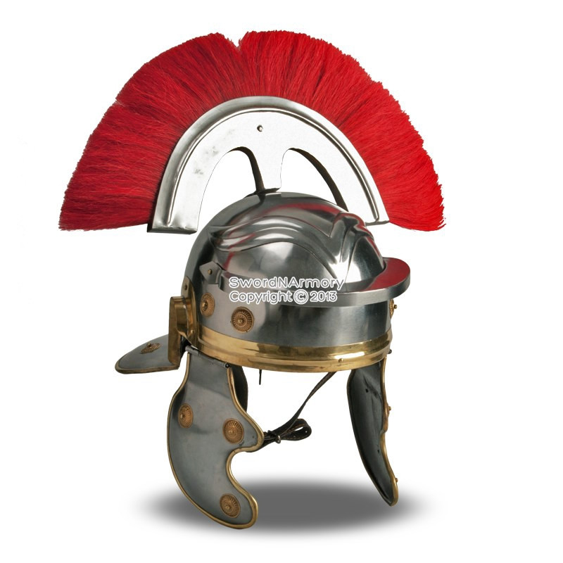 Wearable Roman Imperial Gallic Centurion Helmet w/ Red Crest & Liner