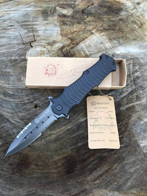 Mastiff Titanium Coated 7CR17MOV Steel Spring Assisted Opening Tactical Folding Knife Mastiff Titanium Coated 7CR17MOV Steel Spring Assisted Opening Tactical Folding Knife