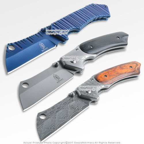 Cleaver Style Razor Blade Spring Assisted Pocket Folding Knife Cleaver Style Razor Blade Spring Assisted Pocket Folding Knife