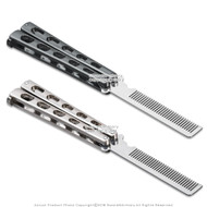 9" Multiple Color Handle Butterfly Flip Action Balisong Stainless Steel Folding Comb